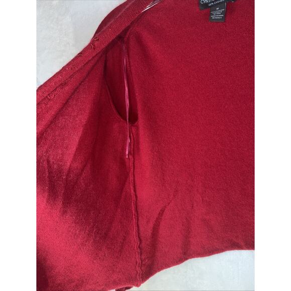 Cynthia Rowley 100% Cashmere Sweater Open Front Womens Large Red Sequins Party - Picture 8 of 8